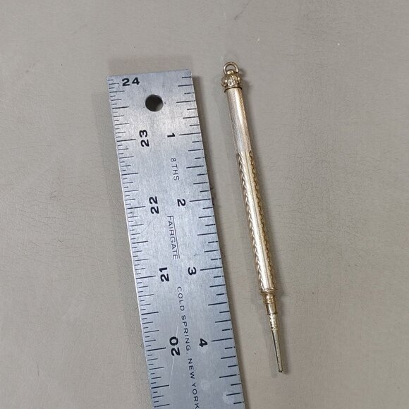 Gold Filled Sliding Propelling Pencil Gold Tone Mechanical Loop Writing Tool - Picture 2 of 10